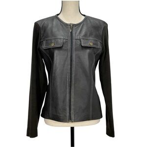 Escapade Women's Brown 100% Leather knit Jacket size medium